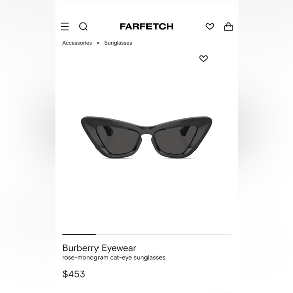Burberry Sleek Black Cat-Eye Sunglasses - Picture 1 of 6